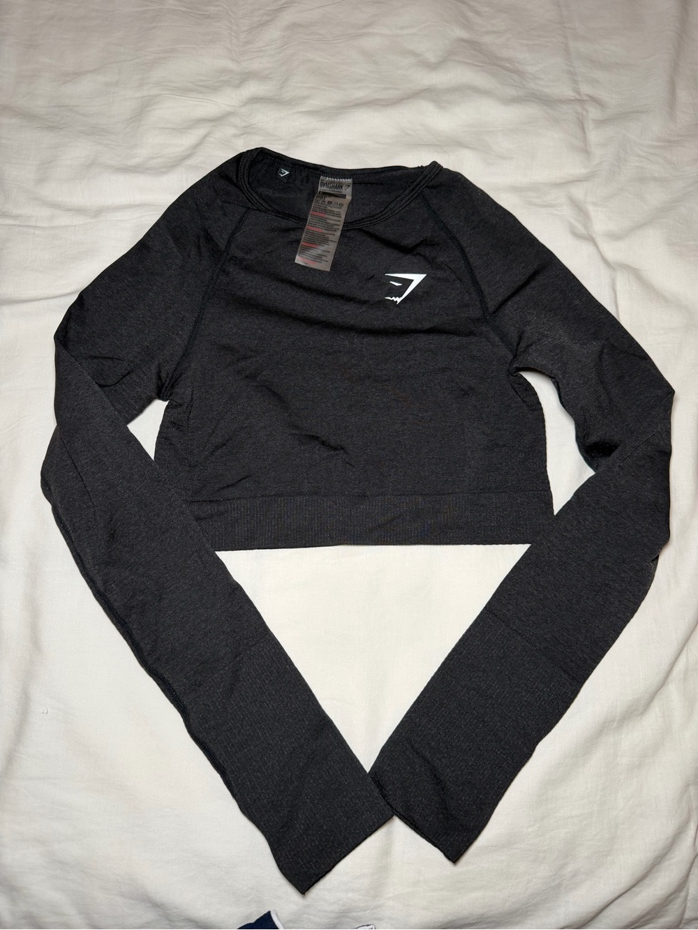 Gymshark Black Long Sleeve Cropped Seamless Top